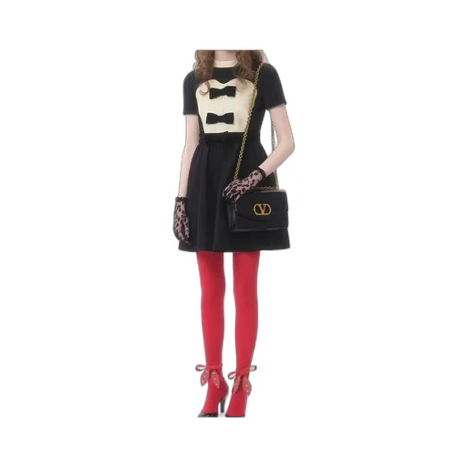 Valentino Bow Detailed Crewneck Short-Sleeved Dress