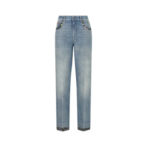 Valentino Logo Patch Straight Leg Jeans