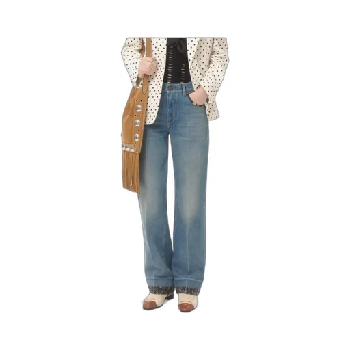 Valentino Logo Patch Straight Leg Jeans