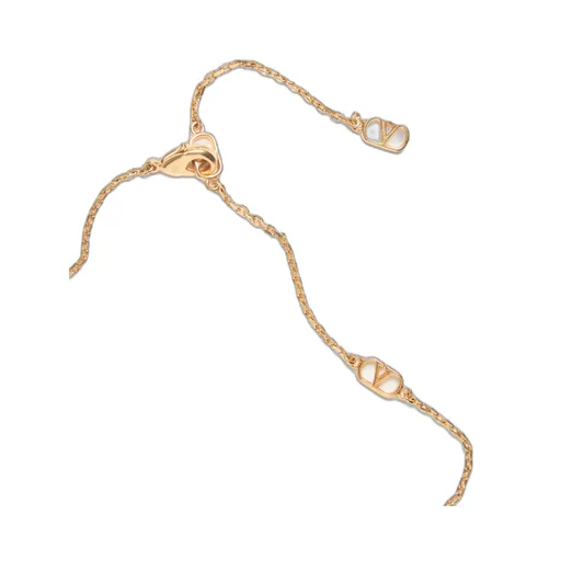 Valentino Logo Plaque Cable-Link Chained Necklace