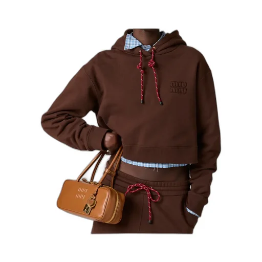 Miu Miu Drawstring Cropped Hoodie