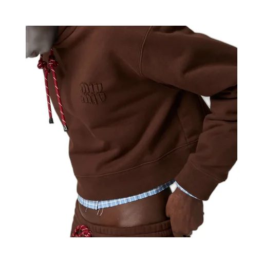 Miu Miu Drawstring Cropped Hoodie