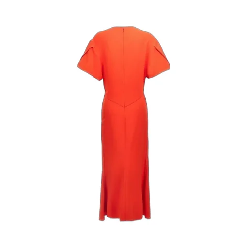 Victoria Beckham Gathered V-Neck Midi Dress