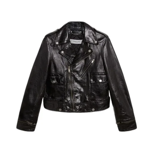 Golden Goose Deluxe Brand Off-Center Zipped Leather Jacket