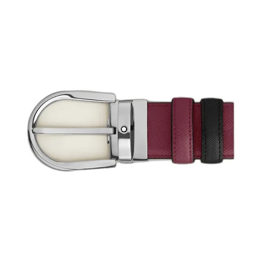 Horseshoe Buckle Black/Cassis 35Mm Reversible Leather Belt