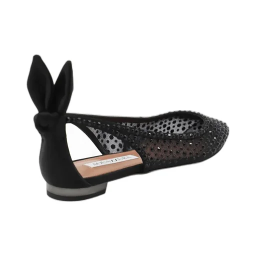 Aquazzura Bow Tie Embellished Tulle Flat