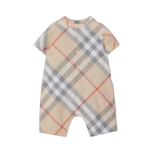 Burberry Kids Checked Romper And Cap Set