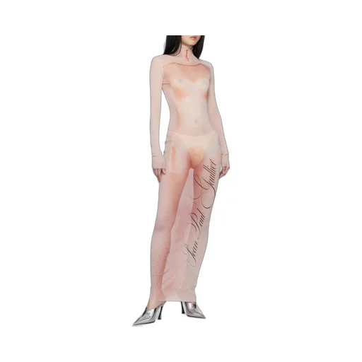 Jean Paul Gaultier Le Classique Turtleneck Mesh Long Dress
