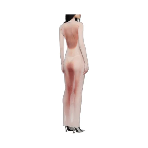 Jean Paul Gaultier Le Classique Turtleneck Mesh Long Dress