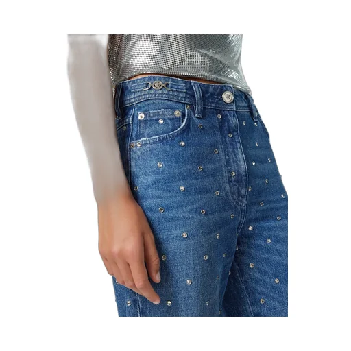 Versace Logo-Patch Stud Embellished Jeans