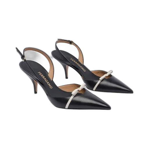 70Mm Leather Slingback Pumps