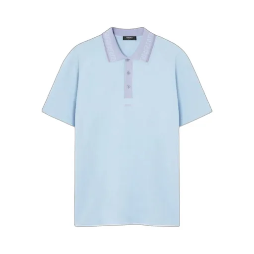 Versace Greca-Collar Short-Sleeved Polo Shirt