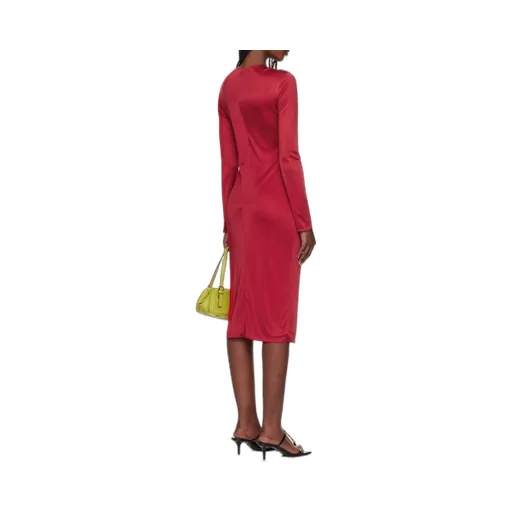 Versace Safety Pin Gathered Long-Sleeved Midi Dress