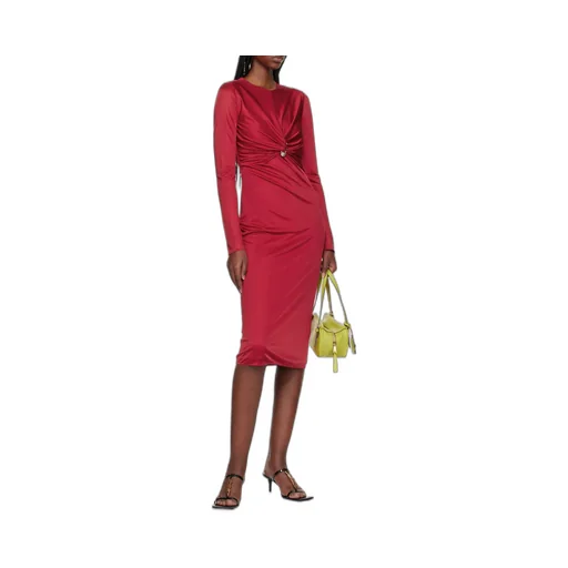 Versace Safety Pin Gathered Long-Sleeved Midi Dress