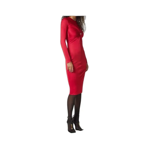 Versace Safety Pin Gathered Long-Sleeved Midi Dress