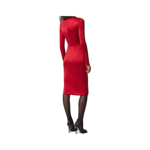 Versace Safety Pin Gathered Long-Sleeved Midi Dress