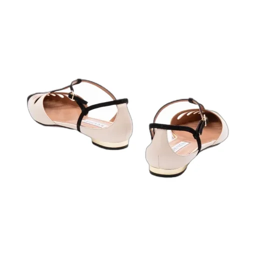 Aquazzura Cut-Out Detailed Buckled Ballet Flat Shoes