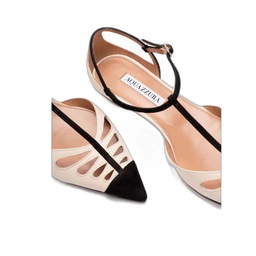 Aquazzura Cut-Out Detailed Buckled Ballet Flat Shoes