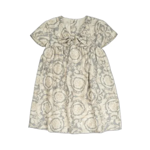 Versace Kids Barocco V-Neck Knot Detailed Dress