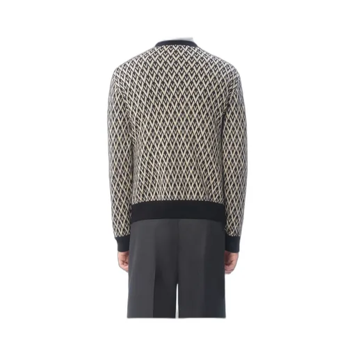 Crewneck Wool Jumper With Toute La V Jacquard Pattern
