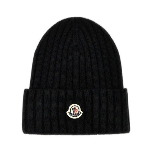 Moncler Logo Patch Ribbed Beanie