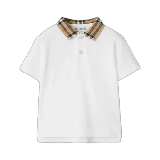 Check Collar Cotton Polo Shirt