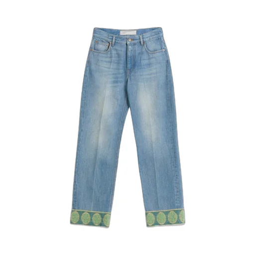 Valentino Logo Patch Straight Leg Jeans