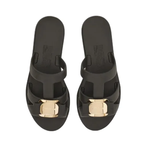 Ferragamo New Vara Plate Strappy Slides