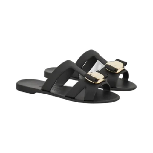 Ferragamo New Vara Plate Strappy Slides