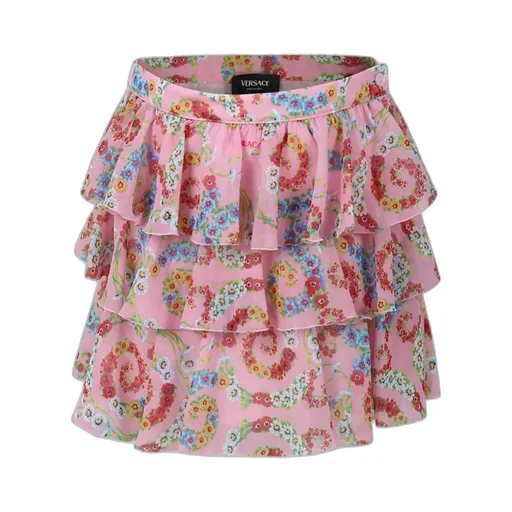Versace Kids Floral Pritned Tiered Skirt