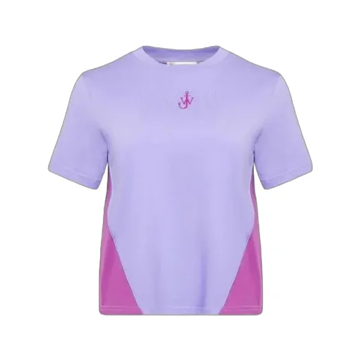 Jw Anderson Anchor Embroidery Panelled Cropped T-Shirt