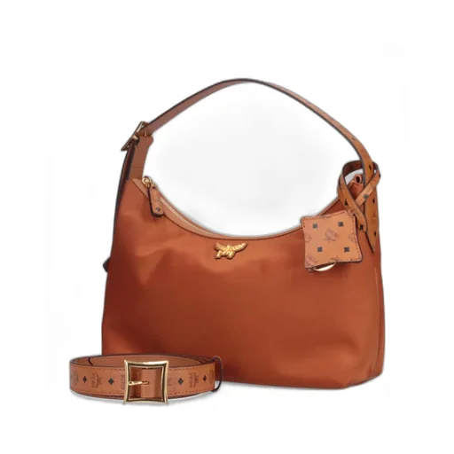 Mcm Aren Logo Plaque Shoulder Bag