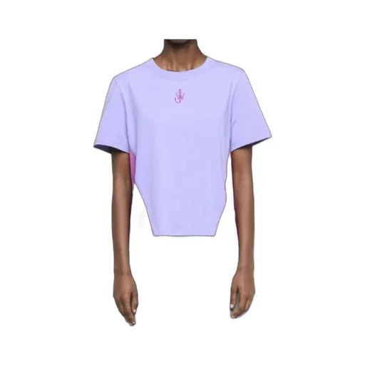Jw Anderson Anchor Embroidery Panelled Cropped T-Shirt