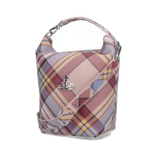 Vivienne Westwood Logo Plaque Checked Bucket Bag