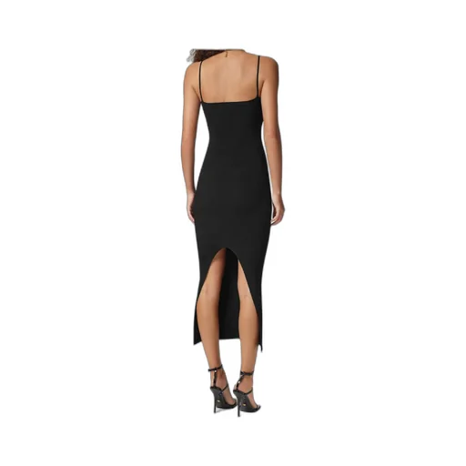 Versace Safety Pin Suspender Ribbed Midi Dress