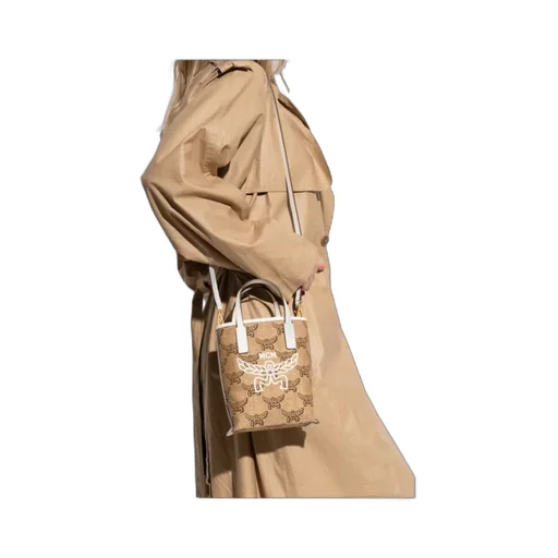 Mcm Monogrammed Logo Embroidered Tote Bag