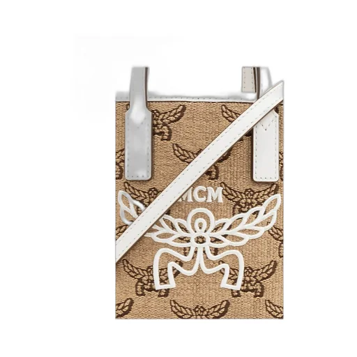 Mcm Monogrammed Logo Embroidered Tote Bag