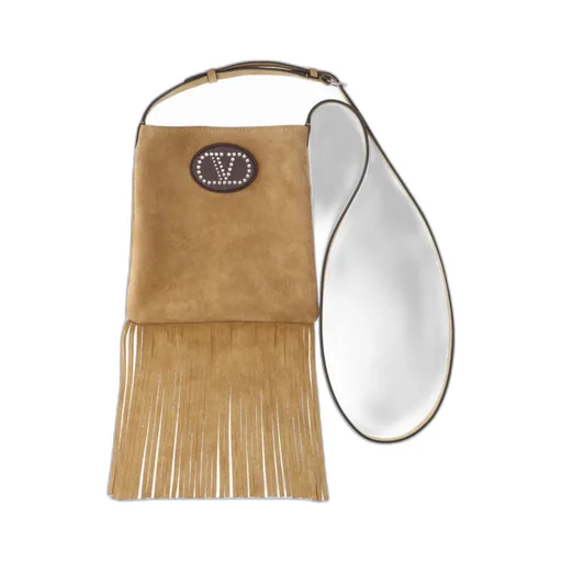 Valentino Vlogo Signature Fringed Edge Crossbody Bag