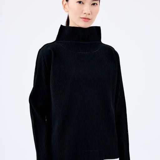 Fine Knit Pleats Black