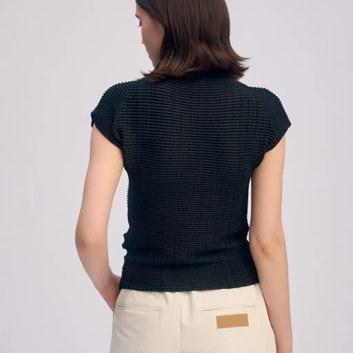Wooly Pleats Bk/Wt-66