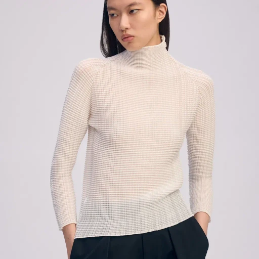 Wooly Pleats Bk/Wt-66