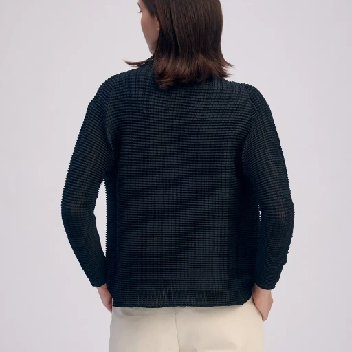 Wooly Pleats Bk/Wt-66