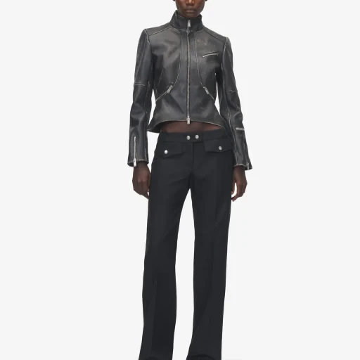 Brushed Leather Cropped Jacket