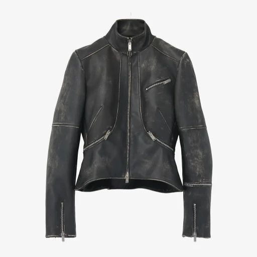 Brushed Leather Cropped Jacket