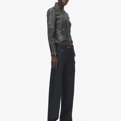 Brushed Leather Cropped Jacket