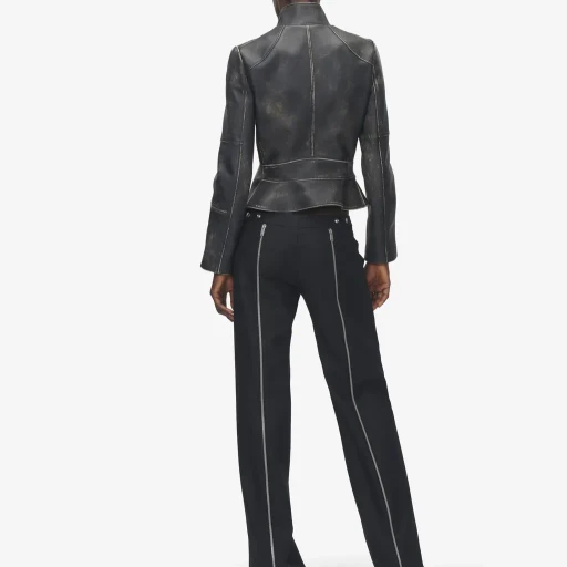 Brushed Leather Cropped Jacket