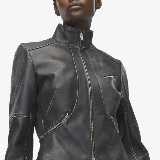 Brushed Leather Cropped Jacket