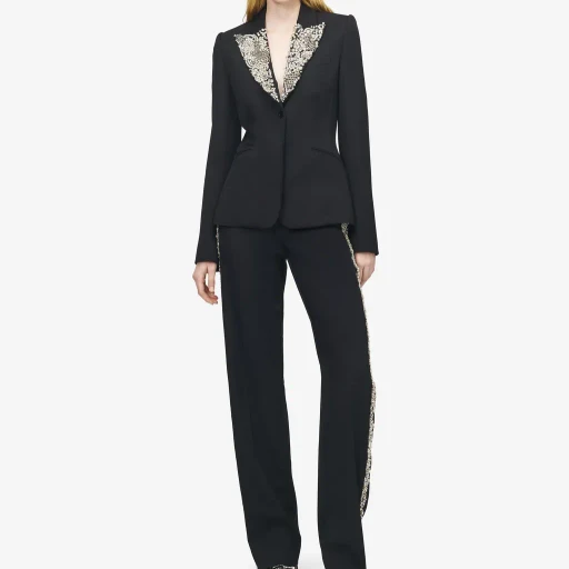 Chain Mail Embroidery Single-Breasted Jacket