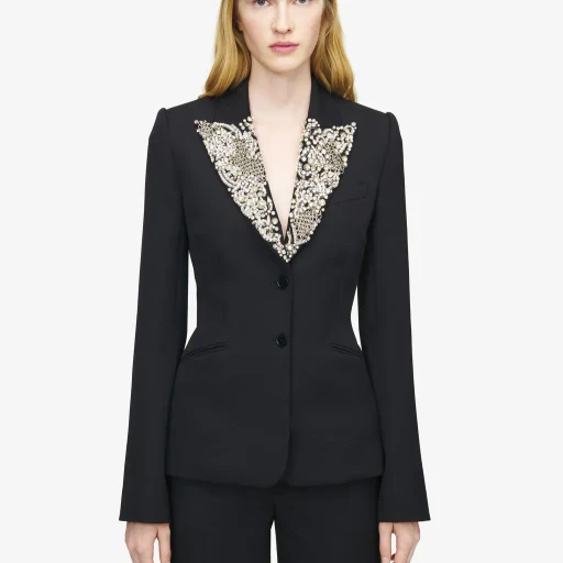 Chain Mail Embroidery Single-Breasted Jacket