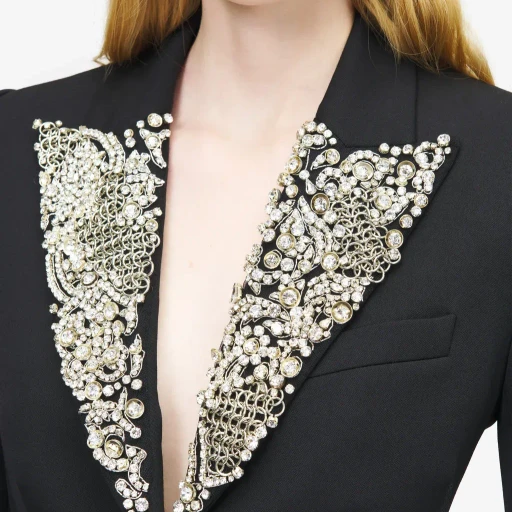 Chain Mail Embroidery Single-Breasted Jacket